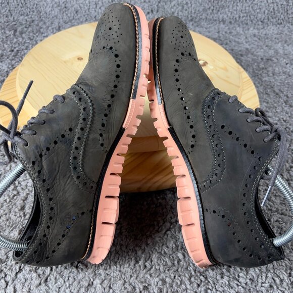 Cole Haan Zerogrand Suede Wingtip Mens Size 8 Casual Shoe Magnet Sunset Lace Up - Picture 5 of 8